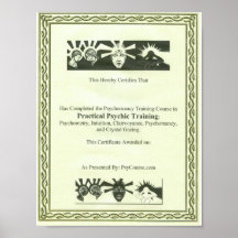 Psychic Training Certificate Posters
