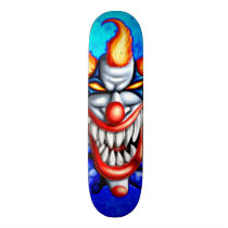 clown, circus, evil, colorful, head, Skateboard with custom graphic design