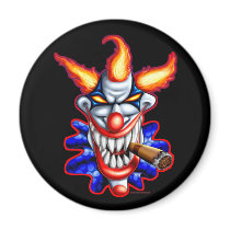 clown, clowns, evil, psycho, circus, big, top, cigar, darkside, monsters, creatures, Magnet with custom graphic design