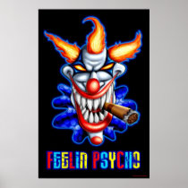 clown, clowns, evil, psycho, circus, big, top, cigar, darkside, fantasy, science fiction, Poster with custom graphic design