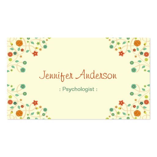 Psychologist - Chic Nature Stylish Business Card (front side)