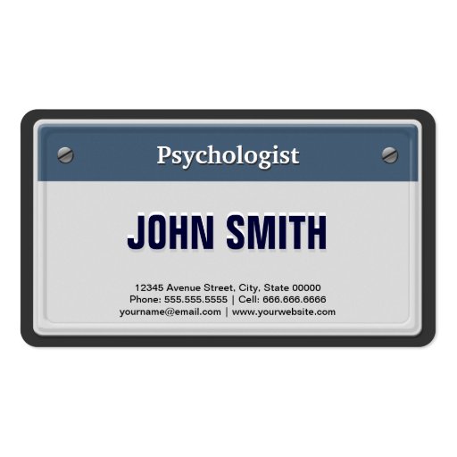 Psychologist Cool Car License Plate Business Card Zazzle