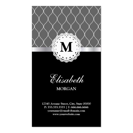 Psychologist Elegant Black Lace Pattern Business Card Template (back side)