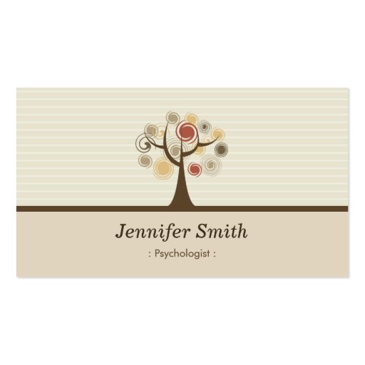 Psychologist - Elegant Natural Theme Business Card (front side)