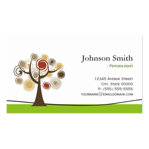Psychologist - Elegant Tree of Life Symbol Business Cards (front side)