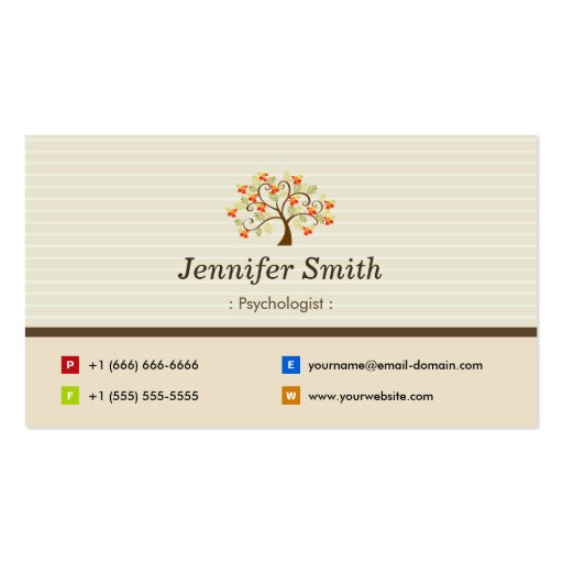 Psychologist - Elegant Tree Symbol Business Card (front side)