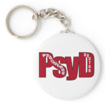 PsyD BIG RED DOCTOR OF PSYCHOLOGY BOLD Keychains