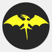 Pterodactyl Dinosaur Superhero Logo Round Sticker