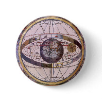 Ptolemaic Solar System, Andreas Cellarius Pinback Buttons
