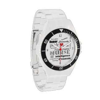 Public Health Nurse-Word Cloud+Red Heart Wrist Watches