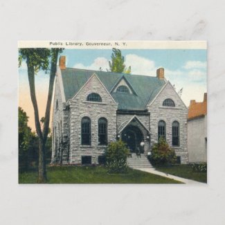 Public Library, Gouverneur New York 1920s vintage postcard