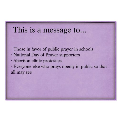 Public prayer fact cards business card template (back side)