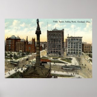 Public Square Cleveland Ohio 1910 vintage print
