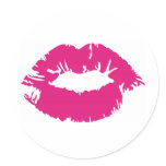 Pucker Pink Lipstick Round Sticker