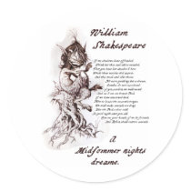 Puck's Soliloquy Midsummer Night's Shakespeare Round Stickers