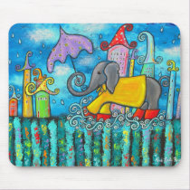 Puddle Jumping Elephant Mouse Pad mousepads