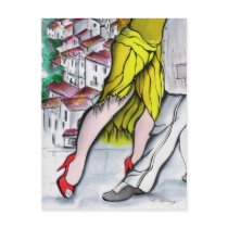 spain, postcard, tango, milonga, patricia, vidour, painting, art, drawing, music, argentina, portrait, retrato, dibujo, minimalism, minimalist, blanco, negro, black, white, dance, dancing, ballroom, dancers, legs, street, couple, neo, series, creative, artistic, cassite, Argentina, melodic phrase, Tango (dance), part music, Coronel Pringles, melodic line, San Antonio de Padua, Postcard with custom graphic design