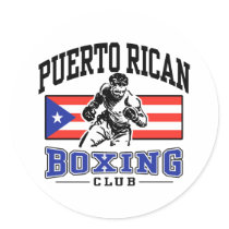 Puerto Rican Boxing Round Stickers