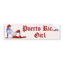 Puerto Rican Girl Silhouette Flag Bumper Sticker