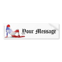 Puerto Rican Girl Silhouette Flag Bumper Sticker