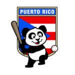 This cute little panda is ready to play for the Puerto Rican team! Panda holds a bat and is about to swing at the ball. Great for fans of the Puerto Rico baseball team or Puerto Rican baseball players.