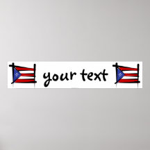 Puerto Rico Brush Flag Banner Poster