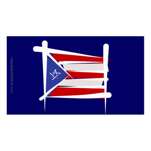 Puerto Rico Brush Flag Business Card Template (back side)