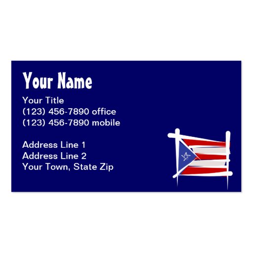 Puerto Rico Brush Flag Business Card Template