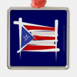Puerto Rico Brush Flag Christmas Tree Ornaments