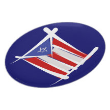 Puerto Rico Brush Flag Dinner Plate