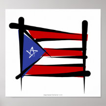Puerto Rico Brush Flag Posters