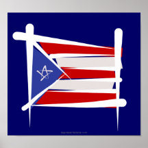 Puerto Rico Brush Flag Posters