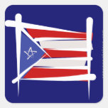 Puerto Rico Brush Flag Square Sticker