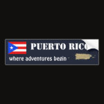 Puerto Rico Flag Map Text Bumper Sticker
