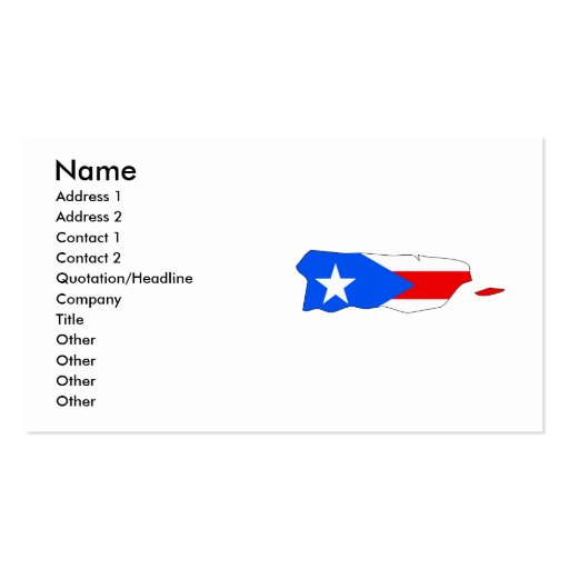 Puerto Rico Flag Map Business Card