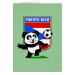 This adorable little panda is too cute! He's featured in front of a large flag from Puerto Rico and ready to play football and score some goals. This cute design is perfect for football players and soccer fans.