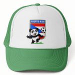 This adorable little panda is too cute! He's featured in front of a large flag from Puerto Rico and ready to play football and score some goals. This cute design is perfect for football players and soccer fans.