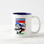 This adorable little panda is too cute! He's featured in front of a large flag from Puerto Rico and ready to play football and score some goals. This cute design is perfect for football players and soccer fans.