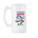 This adorable little panda is too cute! He's featured in front of a large flag from Puerto Rico and ready to play football and score some goals. This cute design is perfect for football players and soccer fans.
