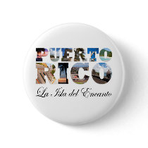Puerto Rico La Isla Del Encanto Collage / Montage Pinback Button