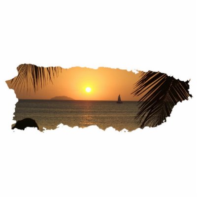 Puerto Rico Sunset Cutout Keychain Photo Sculptures by CyberGenie