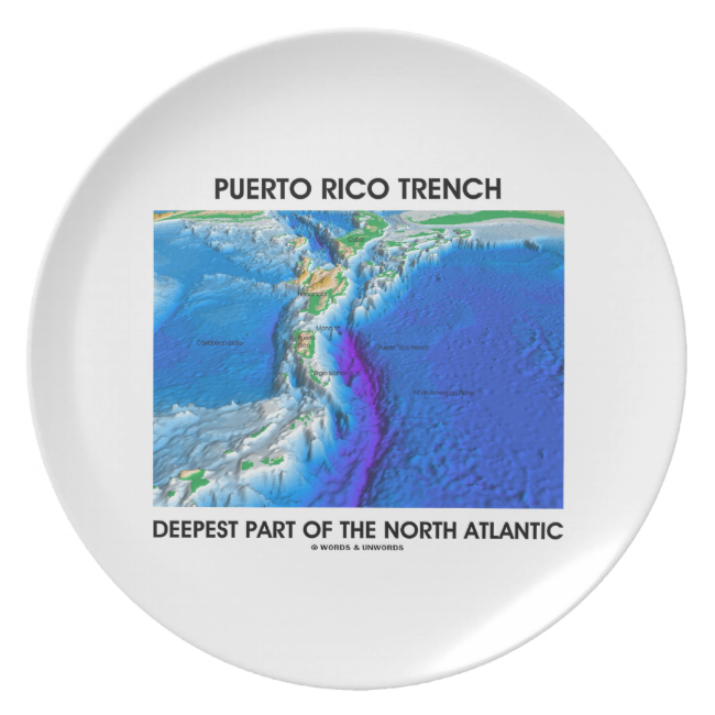 Puerto Rico Trench Deepest Part Of North Atlantic Party Plate