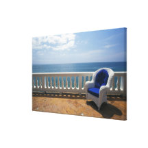 Puerto Rico. Wicker chair and tiled terrace at Canvas Prints