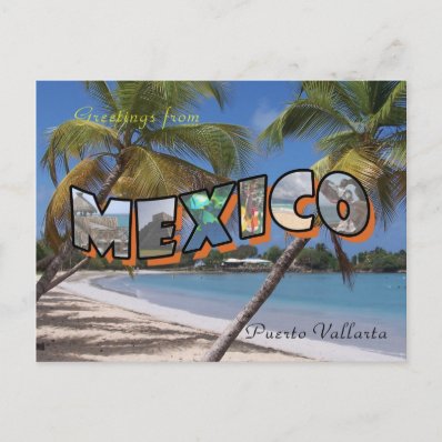Puerto Vallarta Mexico Postcard Retro Style