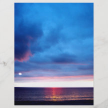 Puesta del sol azul escénica tarjeton
