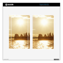 Puesta del sol del paisaje urbano sobre el horizon kindle fire skins