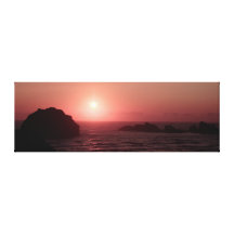 Puesta del sol en la lona envuelta arte de la roca impresion de lienzo