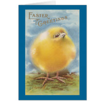 Puffball Chick Vintage Easter Greeting Card