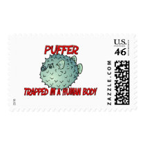 Puffer trapped in a human body postage