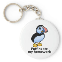 Puffins Ate my Homework Keychain